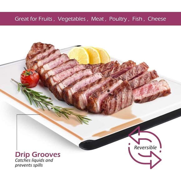 Set of 4 Thick Plastic Cutting Boards No Drip No Slip Dishwasher Safe Chopping - Picture 5 of 6